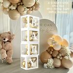 71Pcs Baby Shower Balloon Box for Boy Girl,4 String Lights,4 Transparent Balloon Boxes Block with 33 Letter,ONE+BABY+A-Z,30 Baby Box Party Balloon(White Sand&Gold) for Baby Shower,Birthday Party Decor