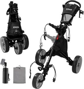3 Wheel Golf Bag Cart,One-Click Folding & Unfolding, Adjustable Height Golf Pull Cart,Compact Lightweight Design for Lady and Junior Golfers-black
