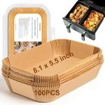 HONYAO Air Fryer Paper Liners for Dual Airfryers, 20.5x14 cm Rectangle Disposable Baking Accessories Compatible with Ninja Foodi 7.6/9.5/ Tower 9L/ Cookwise 9L/ COSORI 8.5L Double Air Fryers