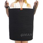 GOCAN large tall sturdier Laundry Hamper Basket Woven Storage Baskets for clothes Pillows Blanket Toy in living or bed room decoration H50XD38cm black