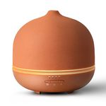 Wanlola Essential Oil Diffuser for Large Room,500ml Ceramic Diffuser for Aromatherapy,Ultrasonic Cool Mist Humidifier with Timer & Ambient Light Setting,Terracotta