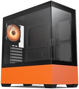 Vetroo K3 Mid-Tower ATX PC Gaming Case 270° Full View Dual Tempered Glass, 360mm Radiator Support Type-C Ready, High-Airflow Perforated Top Panel, Support for 40 Series GPUs - Black & Orange