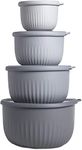 COOK WITH COLOR Prep Bowls with Lids- 8 Piece Nesting Plastic Small Mixing Bowl Set with Lids (Grey Ombre)