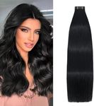 (50cm, 1 Jet black) - SeaShine Tape in Hair Extensions 1 Jet Black 100% Remy Human Hair Extensions Silky Straight for Fashion Women 20 Pcs/Package(50cm 1 50g)