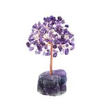 CrystalTears Amethyst Crystal Tree Natural Reiki Healing Crystals Gemstone Bonsai Money Trees Wrapped on Fluorite Crystals Stone Base Feng Shui Crystal Gift for Christmas Home Decor 4.7"-5.1"