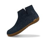 Glerups Unisex Indoor and Light Outdoor Boot, Wool Slippers with Honey Natural Rubber Sole, Denim