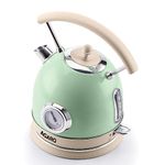 AGARO Regency Vintage Kettle 1.8L with Temperature Gauge, Hot Water Boiler & Tea Heater with Curved Handle, Visible Water Level Line, Led Light, Auto Shut-Off&Boil-Dry Protection,Green