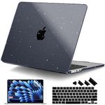 DONGKE Compatible with M3 MacBook Air 15 Inch Case 2024 2023 A3114 A2941 M2, Glitter Bling Plastic Hard Shell with Keyboard Cover for Mac Air 15.3" with Liquid Retina Display & Touch ID - Star Black