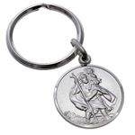 Alexander Castle 925 Sterling Silver St Christopher Keyring for Men, Reversible Car Keychain, Key Fob Key Chain with Jewellery Gift Box