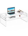 solaround Acrylic Coffee Table for Living Room Clear Rectangle Lucite Table with Open Storage Shelf, Clear