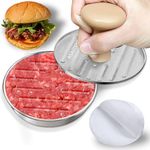 Burger Press, 5”Stainless Steel Hamburger Press Patty Maker, Non-Stick Hamburger Press for Making Patties, for Grilling and Cooking, Comes with 100 Pieces of Wax Paper