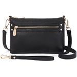 BOSTANTEN Leather Crossbody Bag For Women Clutch Purses for Women Wristlet Bag with Zipper Pocket Black