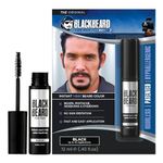 Blackbeard for Men Facial Hair Color Touch Up Brush - Temporary 1-Day Tint for Gray Coverage on Moustache, Sideburns and Brows, Waterproof Hypoallergenic Dye Alternative, Black, 45 Applications