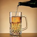 MosQuick® Beer Glass Set of 6 500 ml Mug, Large Glass Tumbler with Handle Crystal Lead-Free Drinking Glasses Cocktail Glasses Milkshake Glasses Alcohol Glasses Perfect Bear Mug for Every Occasion.