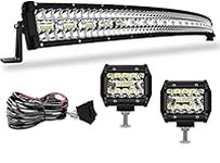 50 Inch LED Light Bar Curved DakRide 1032W Triple Row Flood Spot Combo Beam Off Road Lights 2pc 4 Inch 60W Driving Fog Lights with Rocker Switch Harness Wiring for Trucks ATV UTV Jeep Boat Pickup