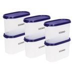Amazon Brand - Solimo Modular Plastic Storage Containers with Lid | Airtight | BPA-Free | Set of 6 | 1.2 L (Blue)