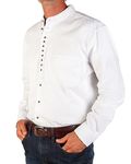 The Celtic Ranch Traditional Irish Grandfather, Men's Casual Long Sleeve Banded Collar Button Down Collarless Dress Shirt, White, Large