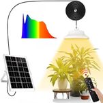 Solar Grow Light, Full Spectrum Grow Lights for Outdoor/Indoor Plants, Solar Powered Hanging Grow Light Bulb for Greenhouse, Balcony, Garden, Gazebo, Sunlight Lamp with Remote (New Solar Grow Lights)