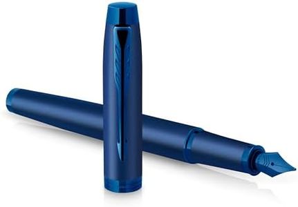 Parker IM Monochrome Fountain Pen | Blue Finish and Trims | Fine Nib | Blue Ink | Gift Box