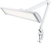 Neatfi 3,500 Lumens Ultra LED Touch Control Task Lamp with Clamp, 66CM Wide, Dimmable, 5 Brightness Levels, 5600K-6500K Color Temperature, 45W Super Bright Desk Lamp, Eye-Caring LED Lamp (White)