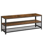 VASAGLE Industrial Stand, Lengthened TV Cabinet, Console, Coffee Table with Metal Frame, Wood Grain, for Living Room, Bedroom, Rustic Brown LTV50BX, 140 x 40 x 52 cm