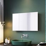 ELEGANT Bathroom Triple Mirror Cabinet Extra Large 3 Door Storage Cupboard Wall Mounted Adjustable Shelves 600 x 900 mm