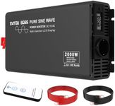 Inverter 12 V to 230 V Pure Sine Car Inverter Converter 2000 W Voltage Converter with Wireless Remote Control, Digital Display 10 Metres Remote Control Peak Power 4000 Watt