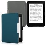 kwmobile Case Compatible with Amazon Kindle Paperwhite - Nylon Protective e-Reader Cover Folio Book Style Case - Petrol