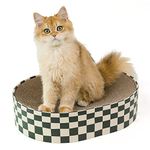 Conlun Cat Scratching Board,2 in 1 Oval Cat Scratcher Cardboard Bowl Nest,Cat Scratch Pad Corrugated Lounge Cat Bed for Indoor Cats Grinding Claw,Cat Furniture for Couch & Carpets & Sofas(43x33x10cm)