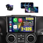 8 Core 10.1 Inch Car Radio Stereo for Jeep Wrangler JK 2007-2016 Compass Grand Cherokee Dodge Ram with Wireless Carplay Android Auto, HD Touchscreen Android Car Stereo with Backup Camera AM/FM/RDS