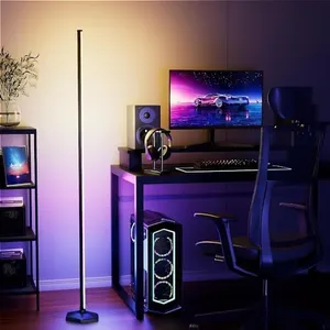 YIKBIK RGB Corner Floor Lamp, 65" Color Changing LED Floor Lamp Bluetooth APP Remote Control Music Sync Modern Standing Lamp 16 Million DIY Colors with Heavy Base for Living Room Bedroom GameRoom