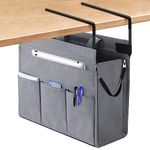 MASTLU Under Desk Hanging Magazine and File Storage Bag, Office Side Storage Bag, Compatible with A4 Files, Detachable Handle Design, No Assembly Required, For Office Home School (Grey)