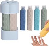 4-in-1 Refillable Travel Dispenser Bottles Set, Portable Travel Toiletries Bottle for Shampoo Lotion Conditioner, Shower Bottles Refillable Travel Bottles for Makeup Travel Supplies (Light Blue)