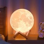 Rylan Moon Lamp 3D 7 Color Changing 15 Cm with Stand Moon Night Rechargeable LED Lamp with Stand for Bedroom Lights for Adults, Kids, Indoor Lighting, Valentine (Moon 15Cm, Pack of 1, Plastic)