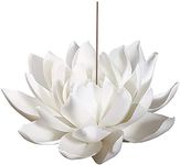 Aroong 3.9 Inch Large Ceramic White Lotus Incense Burner Flower Incense Burner Stick Holder For Yoga Studio Living Room Home Decor