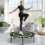 ONETWOFIT Foldable Rebounder Trampoline for Adults, 40" Mini Fitness Trampoline W/Adjustable Foam Handle Bungees, Quiet Exercise Rebounder for Personal Indoor Workout (40IN-No Handle)