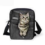 Showudesigns Funny Cat Design Men Small Messenger Crossbody with Shoulder Strap