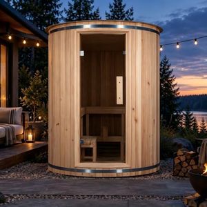 4 Person Outdoor Vertical Barrel Sauna, Cedar Wood Traditional Sauna