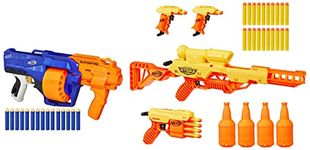 Nerf Surgefire Elite Blaster 15-Dart Rotating Drum|Slam Fire|Includes 15 Elite Darts & Alpha Strike Battalion Set-Includes 4 Blasters|4 Half-Targets|and 25 Official Elite Darts|Multicolor