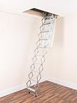 ALUFIX 9-Tread Concertina Loft Ladders - Ideal for Tiny attic Spaces | Easy DIY Fit | Aluminium | Floor to Ceiling 2.19m-2.46m (7.2ft-8.1ft)