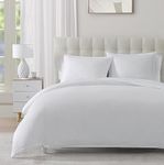 White Queen Duvet Cover Set - 1 Duvet Cover with 2 Pillow Shams - 3 Pieces Comforter Cover with Zipper Closure - Ultra Soft Brushed Microfiber, 90 X 90 Inches (Queen, White)