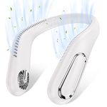 MILPROX F5 Portable Neck Fan, Updated 4000mAh Rechargeable Hands Free Bladeless Personal Mini Fans,3 Speeds, Adjustment Wearable Personal Cooling Fan for Traveling, Sports, Office - White