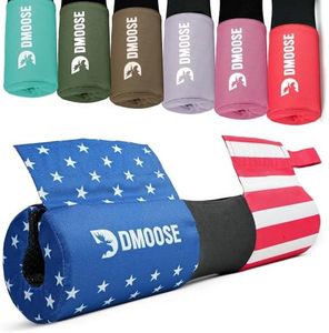 DMoose Fitness Barbell Pad - Hip Thrust Pad for Squats & Lunges - Relief Pressure from Neck, Shoulder & Lower Back - Non-Slip EVA Foam Squat Pad with Safety Straps - Gym Pad (American Black in Middle)