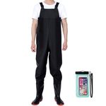 Aosethefrt Fishing Wader-Boots and Pants for Men, Waterproof PVC, Insulated, Lightweight, Black, Size 12