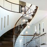 Staircase Chandeliers Glass Ball Multi Lights Modern Creative Living Room Pendant Light Villa Ceiling lamp Duplex Apartment Spiral Stairs Long Chandelier, 40 * 200cm (Color : Clear)