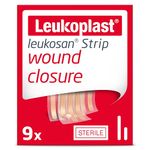 Leukoplast Leukosan Strip - Sterile Wound Closure Strips with Rounded Edges - Flexible and Breathable, First-aid Plasters for Superficial Cuts and Incisions - Tan - 2 Assorted Sizes - Box of 9