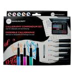 MANUSCRIPT Calligraphy Compendium Set - 29 pieces - 4 Dodec fountain pens, 5 quality nibs, 18 assorted ink cartridges - a perfect introduction to calligraphy and lettering!,Black