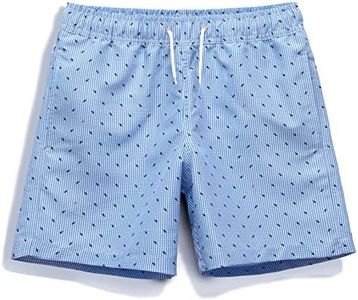 MEILONGER Boys Swim Trunks Quick Dry Beach Board Shorts Swimwear Bathing Suits Size 6-7,8,10-12,14-16,18-20(Checkered Blue (Chili)-8)