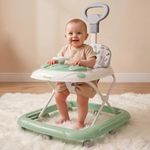 Baybee Baby Walkers for 6-18 Month Baby Boy and Girl with Parental Handle | Interactive Musical Activity, Removable Play Panel & Feeding Tray, Breathable Soft Mesh Seat, Foldable Portable Design | Push Walker for kids (Green)