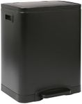 Harbour Housewares 30L (2x15L) Stainless Steel Double Kitchen Pedal Bin - Soft Close Compartments for Recycling and Waste - Matte Black Dual Trash Can with Removable Inner Buckets for Home or Office